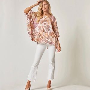 Retro Floral Poncho Kimono